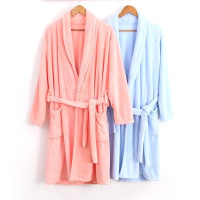 China QUICK DRY soft plain fleece black coral men's long robe pajamas autumn and winter bathrobe male plus size and raise a bathrobe for sale