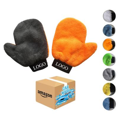 China Super Dirt-removing Power / Super Absorbent Wholesale Car Wash Glove In Microfiber Material High Quality Microfiber Waterproof Car Wash Glove For Amazon for sale