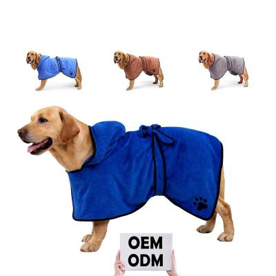 China Sustainably Drying Robes Microfiber Pet Towel Microfiber Towel Dog Bathrobe Moisture Absorbing Pet Towels Coat For Dog And Cat for sale