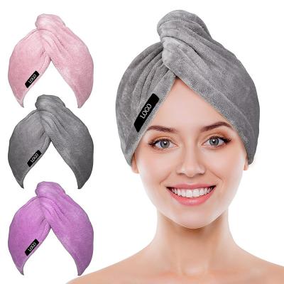 China QUICK DRY Custom Microfiber Hair Towel Wrapped Turban Customized Dry Spa for sale