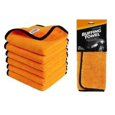 China Double Layer Plush Car Wash Towel 1200 Gsm Microfiber Sustainable Absorbent Luxury Towel Car Cleaning Drying 600 800 1000 Gsm for sale