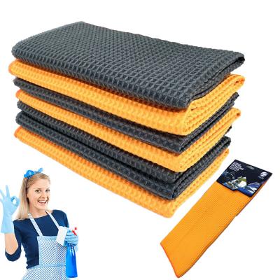 China Viable Quick Dry Microfiber Towel Cleaning Cloths 40*40cm Tea Towel 16*16 Inch Quick Dry Microfiber Weave Waffle Microfiber Kitchen Towel for sale