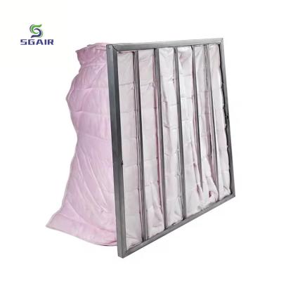 China Galvanisierter Taschenluftfilter mit einer Filtrationseffizienz von 1 bis 5 μM für AHU zu verkaufen