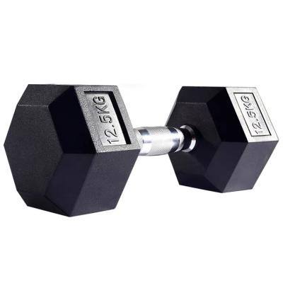 China OEM Eco - Friendly 5Kg 10Kg 12Kg 17.5 50 Pounds Gym Rubber Dumbells Hexagonal Dumbbell Set for sale