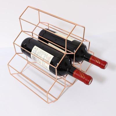 China Fashionable Decorative Living Room Wine Rack Metal Red Wine Shelf Restaurant Hotel Wine Rack for sale