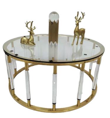 China Round Coffee Table (Other) OEM Gold Side Adjustable Modern Acrylic Coffee Table Coffee Table For Wedding Party for sale