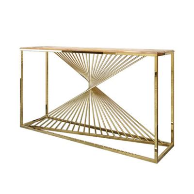 China Modern Hot Sale Living Room Stainless Steel Entry Corner Marble Top Luxury Console Table for sale