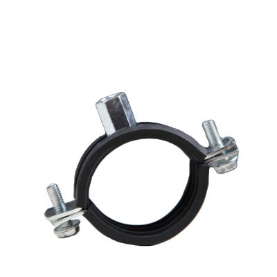 China Heavy Duty Hot Sale Electro Galvanized Bolt M8+M10 Steel Rubber Coated Pipe Tube Pipe Clip Clamps For Thermal Water Tube for sale