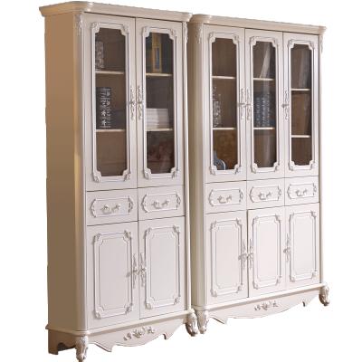 China Adjustable White French Interior Ministry Wooden Library Furniture (Others) Style With Glass Doors for sale