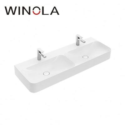 China Mop Down Porcelain Vanity Tops Wash Hand Bathroom Double Sink Narrow Bathroom Sink Basin Along for sale