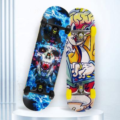 China Youngsters New Deep concave quality wood  Bottom Side Heat Transfering Sticker  High Rebound  Double skateboard for sport for sale