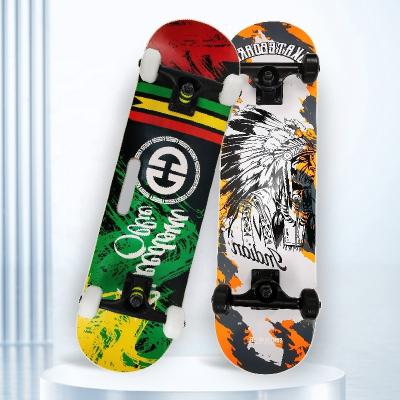 China Youngsters Best Quality  Oem Plain Blank Veneer Stain printing graphic Matt Black Aluminum Bracket Double skateboard for  city sport for sale