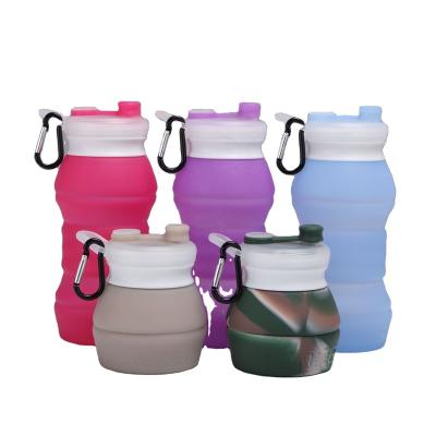 China Viable Collapsible Collapsible Dink Cup Water Bottle Silicone Plastic Portable Water Bottle for sale