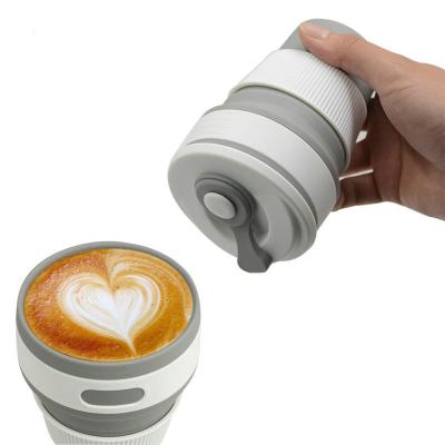 China Heat Resistant Collapsible Fancy Silicone Coffee Mug Water Thick Silicone Coffee Mug Viable Cup With Lid for sale