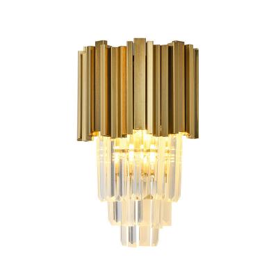 China Modern Light Luxury Crystal Border Indoor Wall Lamp Modern Living Room Bedroom LED Wall Lamp for sale