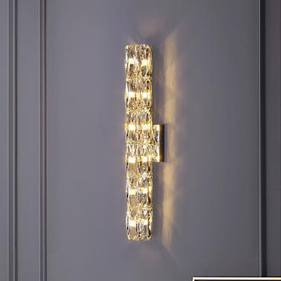 China Modern Wall Lamp Stainless Steel Living Room Hotel Villa Light Luxury Crystal Lamps for sale