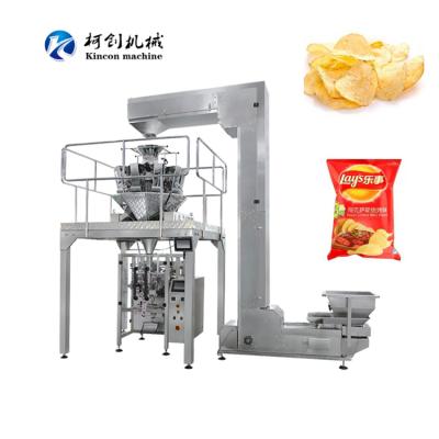 China Convenient Operation 50-1000gm Potato Chips Packing Machine Almond French Fries Granules Small Crispy Food Packing Machine Full Automatic Weighing for sale