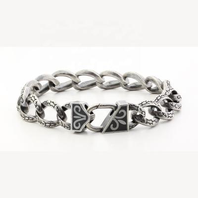 China Factory Price Mens 925 Sterling Silver Vintage Punk Hippie Goth Bangles Bracelet for sale