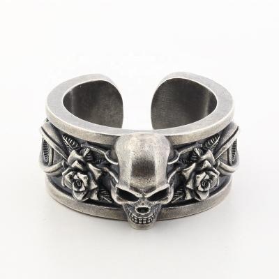 China Custom Punk Rock Punk Goth Ring For Men Sterling Silver Skull Ring Punk Jewelry 925 Hip Hop for sale