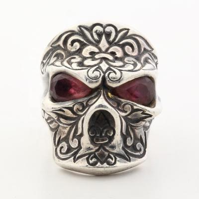 China Personality Punk Delicacy 925 Sterling Silver Mens Rings Vintage Skull Trendy Ring for sale