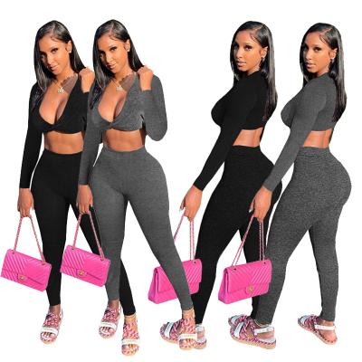 China 2021 Drop Women QUICK DRY Yoga Two Piece Set Sports Casual Fitness Two Piece Jogging Two Piece Suit for sale