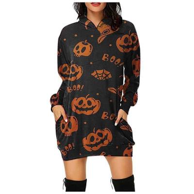 China Breathable Clothing 2021 Autumn Women's Hoodies Print Fashionable Hoodie Dress Long Sleeve Sweatshirt Dress for sale