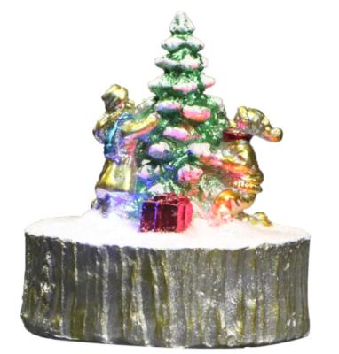 China HY Factory Sale Christmas Decoration Resin Night Light Ornaments Family Resin Crafts Artificial Trees for sale