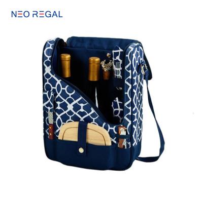 China Convenient 2 Bottle Wine Carrier Insulated Tote Bag For Champagne Cooler Bag for sale