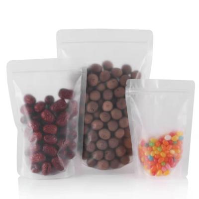 China Low MOQ Recyclable Matte Frosted Transparent Zipper Resealable Stand Up Pouches, Herbs Snacks Tea Dry Goods Coffee Food Grade Packaging Bags for sale