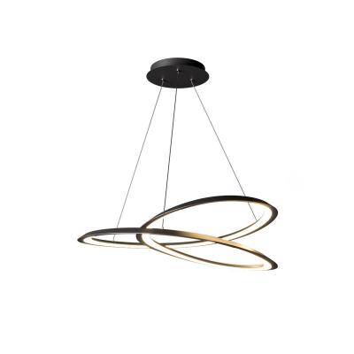 China Modern Modern LED Chandeliers Lights For Bedroom Living Dining Room With Remote Control Dimming Black Circle Ring Hanging Pendant Lamps for sale