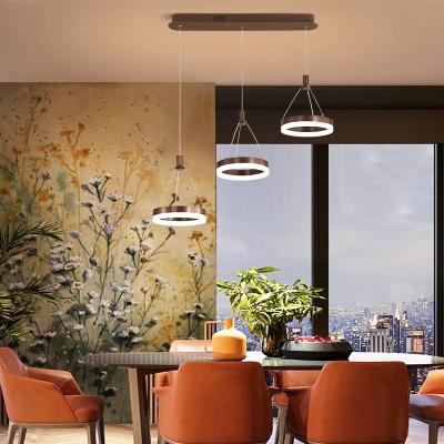 China Modern Gold Round 3 Head LED With Iron Remote Control Hanging Light Fixture For Living Room Bedroom Kitchen Pendant Lamp for sale