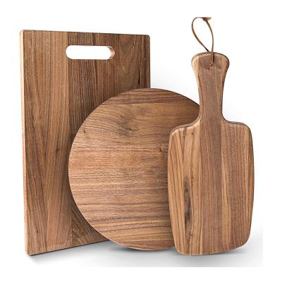 China Walnut Cutting Board Sustainable Size 3 Pieces Set Square Round Cutting Board for sale