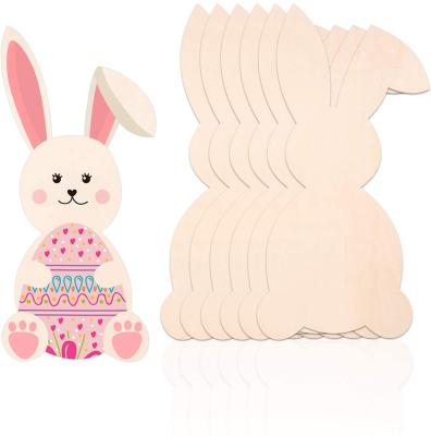 China Rabbit Craft Shape Rabbit Easter Spring Home Decoration DIY Craft Wooden Art Wooden Slice for sale