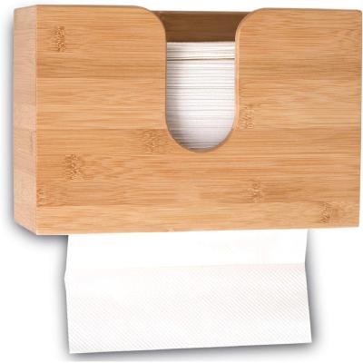 China Wall Mounted Minimalist Wooden Paper Towel Dispenser Bathroom C-shaped Folding Holder for sale