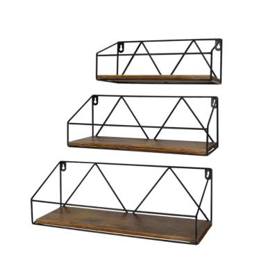 China 3 Shelf Modern Floating Metal Wall Mounted Rustic Wire Hanging Decorative Storage for sale