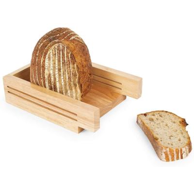 China Sustainable Homemade Rubberwood Premium Universal Bread Slicer For Muffin Cake Picnic for sale