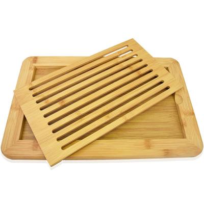 China Best Sustainable Selling Large Bamboo Home Sliced ​​Bread Cup With Board Crumb Tray for sale