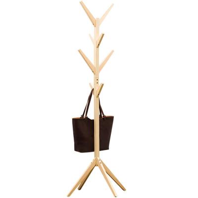 China Minimalist Wood Corner Coat Tree Rack Display Hat And Scarf Stand Hanger for sale