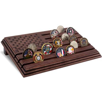 China Used for displaying badges or wooden coin army collection challenge coin display rack can hold 30-36 coins for sale