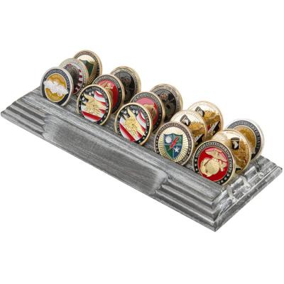 China Used to display badges or coins best selling military gray wooden challenge coin display rack for sale