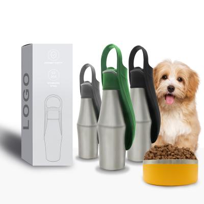 China Sustainable Cat Water Bottle Pet Stainless Steel Pet Water Bottle Pet Travel Portable Water Bottle With Feeder For Dog for sale