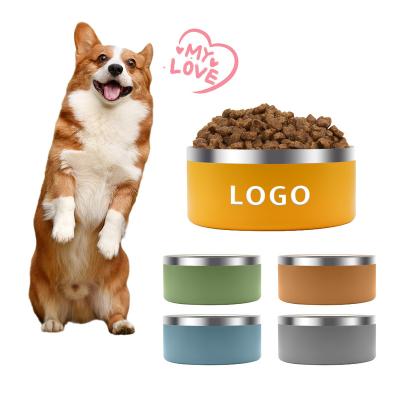 China PORTABLE High Quality 32oz Stainless Steel Dog Bowl Double Wall Pet Food Bowl Drinking Water Bowls For Dog And Cat for sale