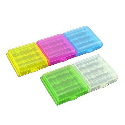 China Container 5pcs/lot Coloful Battery Holder Case 4 AA AAA Hard Plastic Storage Box Cover Container for 14500 10440 batteries for sale