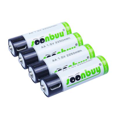 China Toys 1.5V AA Li-ion Battery Capacity Li-polymer USB Rechargeable Lithium Battery for sale