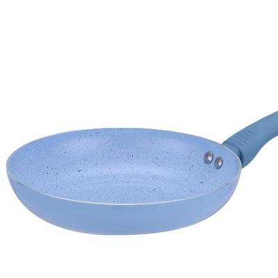 China Durable Amazon Cookware Set Round Non Fry Pan Aluminum Stick Kitchenware Ceramic Coating With Bakelite Handle With Blue Color Rubber for sale