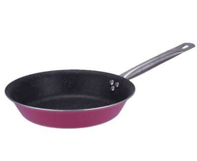 China Durable High Quality Aluminum Kitchenware Round Frying Pan Nonstick Marble Coated Frying Pan with Stainless Steel Handle for sale