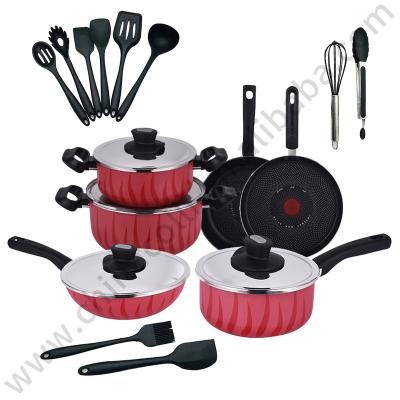 China Sustainable 10Pcs Cookware Set Kitchen Dish Sauce Pan Fry Pan Wok Casserole Aluminum Pancake Pan Set Non Stick Liner For Cooking Cooking for sale