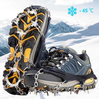 China Lightweight Cleats Ice Cleats Boots Shoes Anti Slip 19 Spikes Stainless Steel Snow Traction Grips Safe Protect For Hiking Fishing for sale