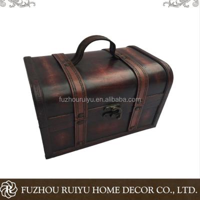 China EUROPE Antique Suitcase Dark Brown Wooden Gift Box for sale