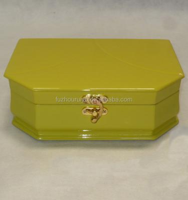 China Europe Green Color Rectangle Elegant Polished Wooden Jewelry Box for sale